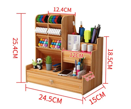 Wooden Desk Organiser with Drawer