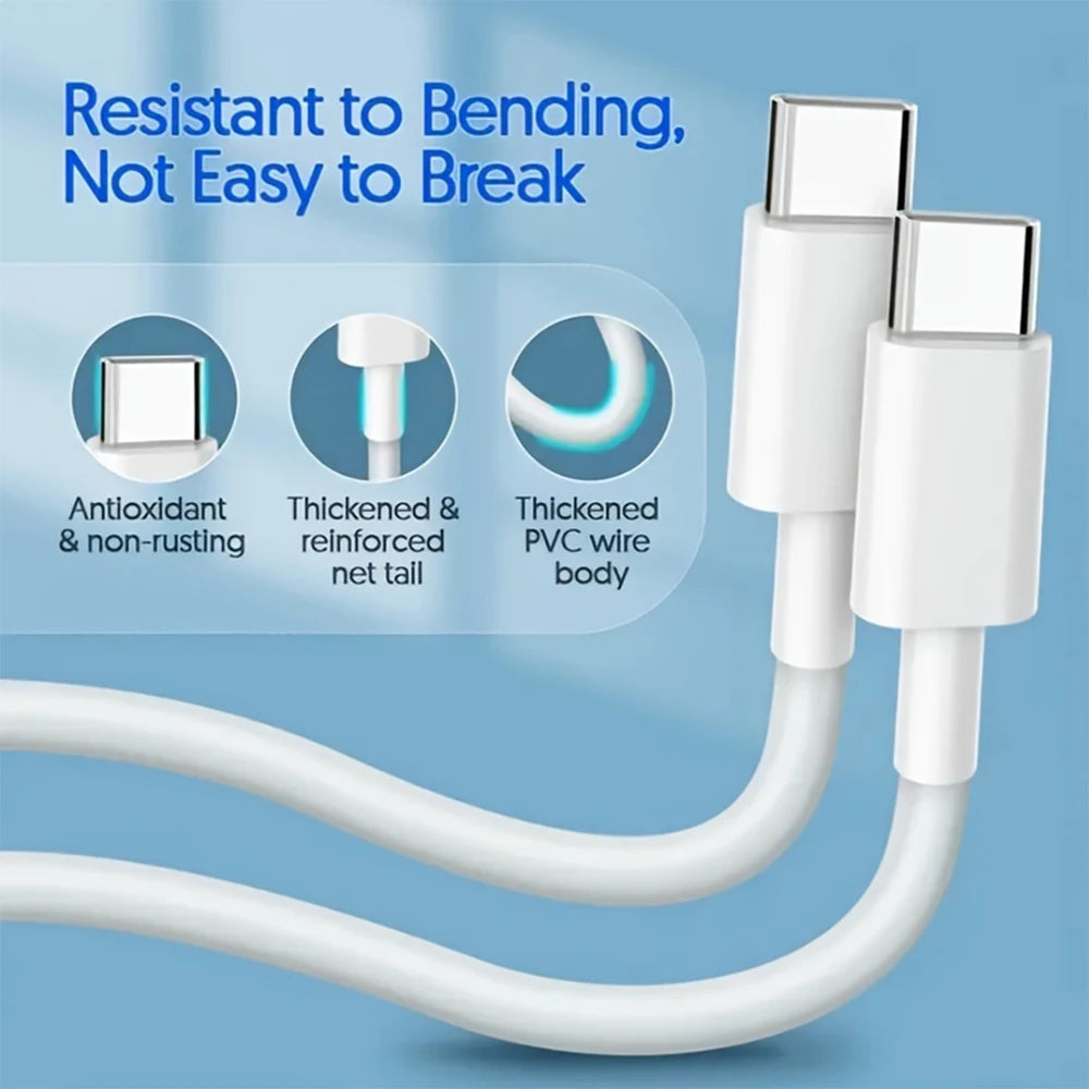 20W Foldable UK Plug Charger – Dual Type-C Cable