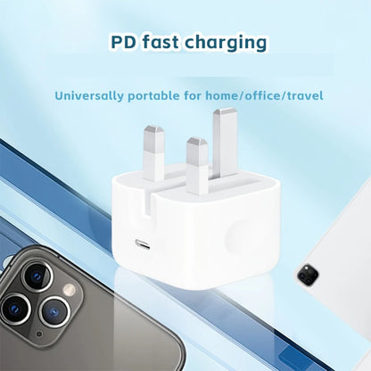 20W Foldable UK Plug Charger – Dual Type-C Cable