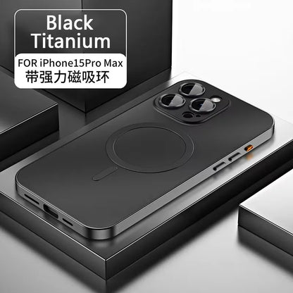 Magnetic Aluminum Frame Case with PC Back – Compatible with iPhone 13–17 Pro Max (MagSafe)