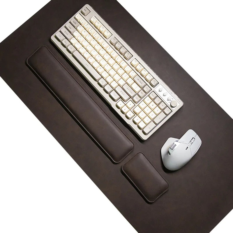 PU Leather Desk Pad Set – Waterproof Non-Slip Mouse Pad with Keyboard & Wrist Rest