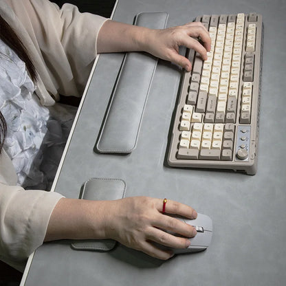 PU Leather Desk Pad Set – Waterproof Non-Slip Mouse Pad with Keyboard & Wrist Rest