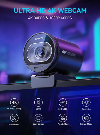 EMEET S600 4K Streaming Webcam – Ultra HD Video for Creators & Professionals