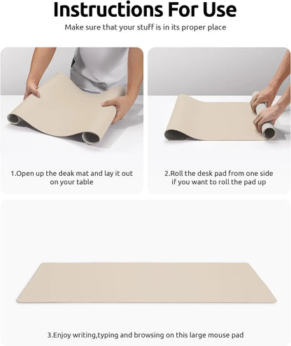 Large Leather Desk Pad – Non-Slip PU Office Mat for Laptop & Workspace