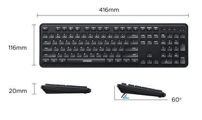UGREEN 2.4G Wireless Keyboard – 104 Keys, Ultra-Slim, US Layout