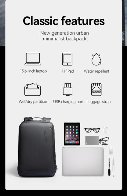 MARK RYDEN Slim Business Laptop Backpack – Minimalist & Unisex