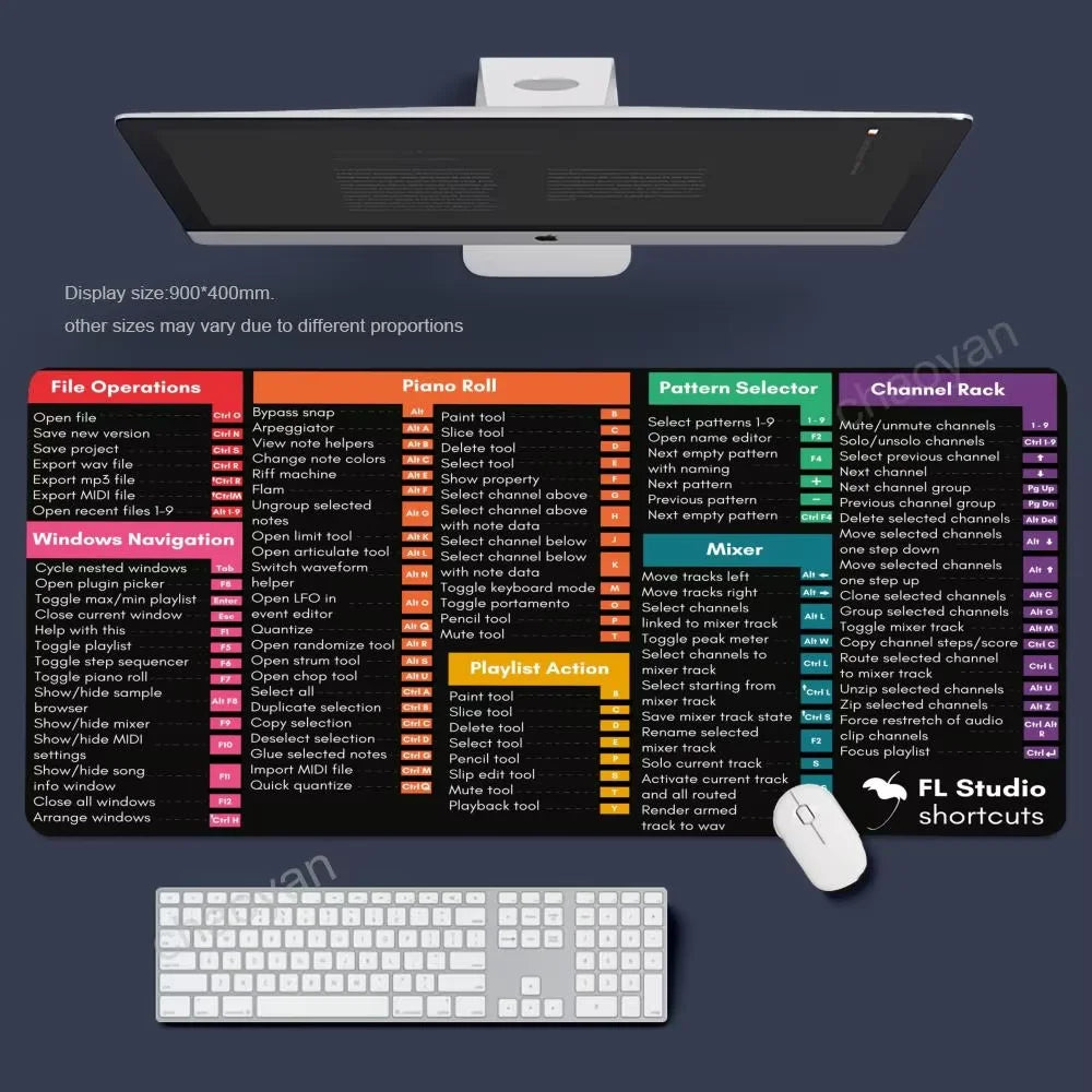 Excel Shortcut Mouse Pad – Large Non-Slip Keyboard Desk Mat with Sewn Edges