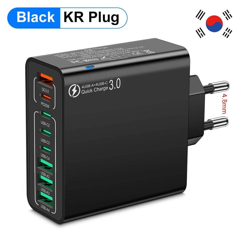 8 in 1 Waterproof Ports USB Fast Charger