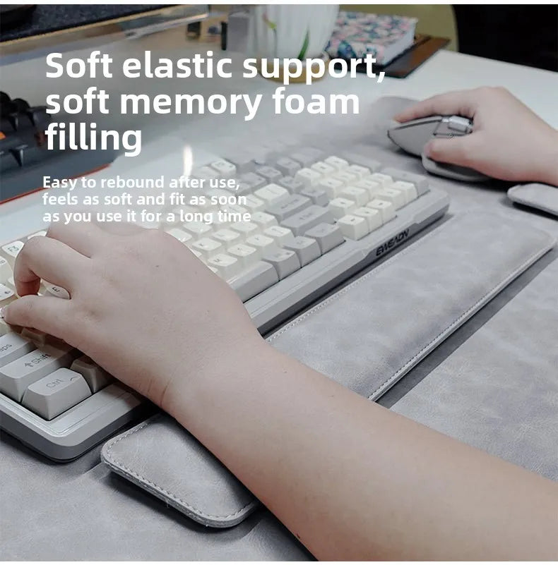 PU Leather Desk Pad Set – Waterproof Non-Slip Mouse Pad with Keyboard & Wrist Rest