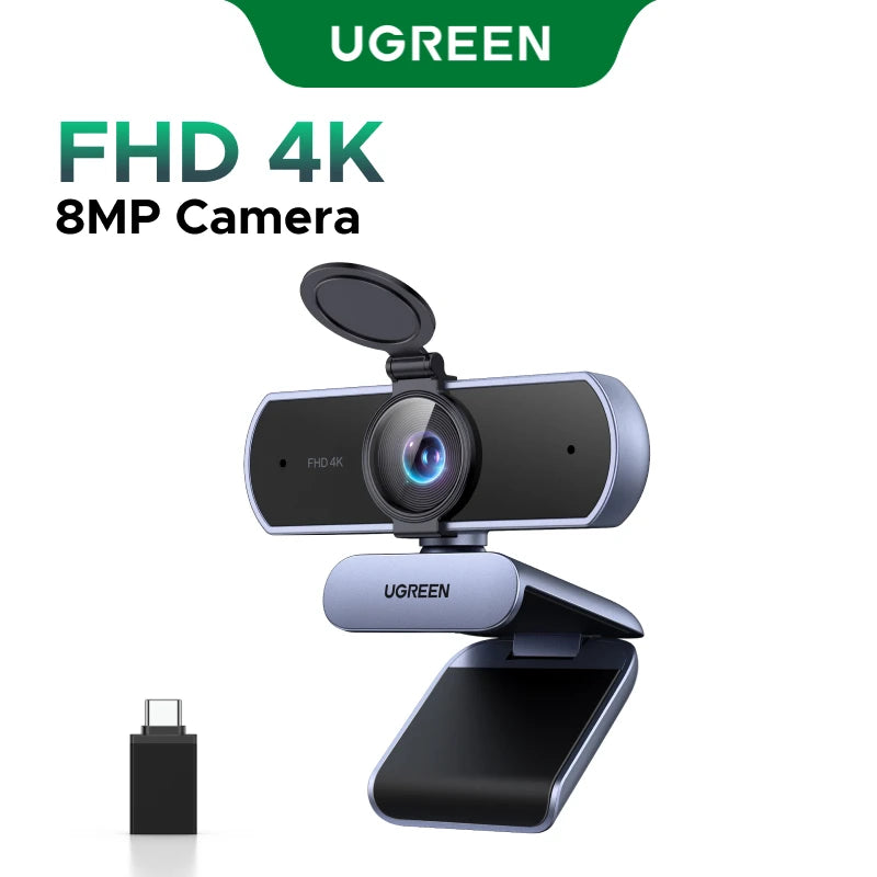 UGREEN 4K FHD Webcam – 8MP, Autofocus & Dual AI Mics