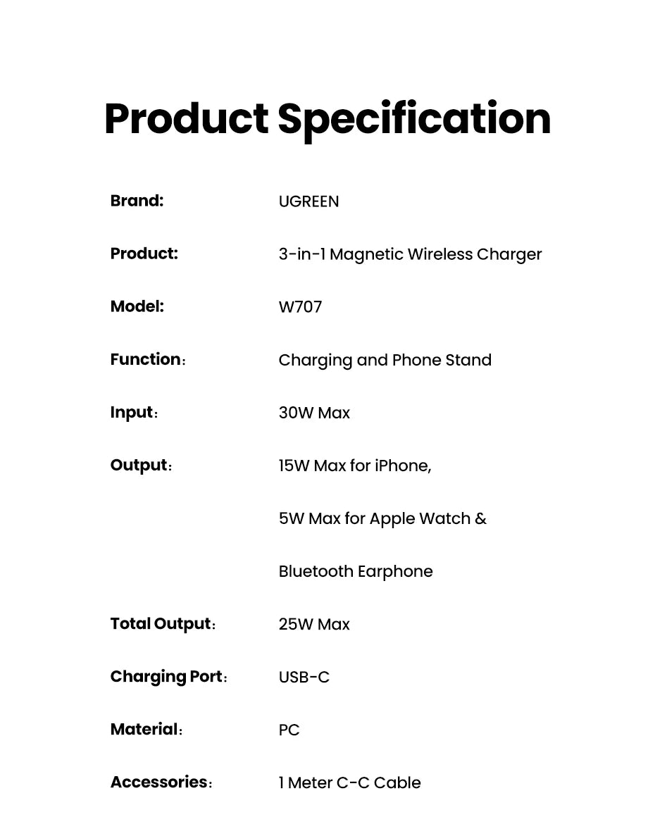 UGREEN 3-in-1 Magnetic Wireless Charger
