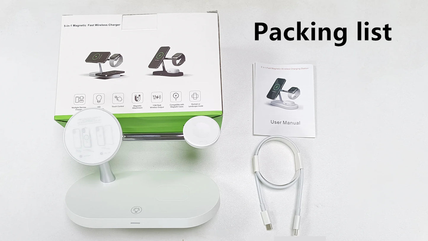 3‑in‑1 Magnetic Wireless Charger Stand – iPhone, Apple Watch & AirPods