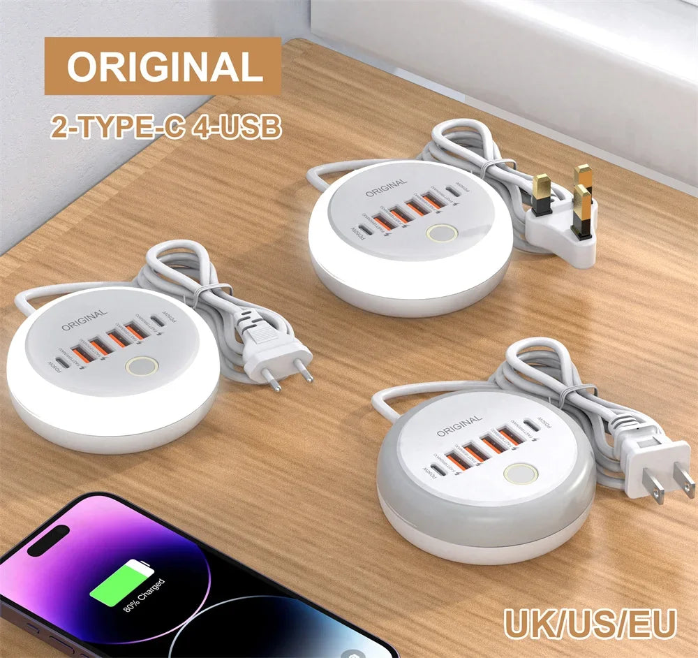 50W Multi-Port USB-C Power Strip – Fast Charging for iPhone & Mobile Devices