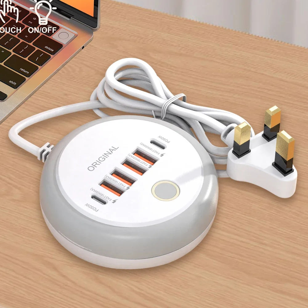 50W Multi-Port USB-C Power Strip – Fast Charging for iPhone & Mobile Devices