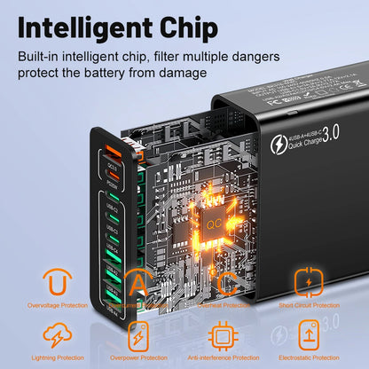 8 in 1 Waterproof Ports USB Fast Charger