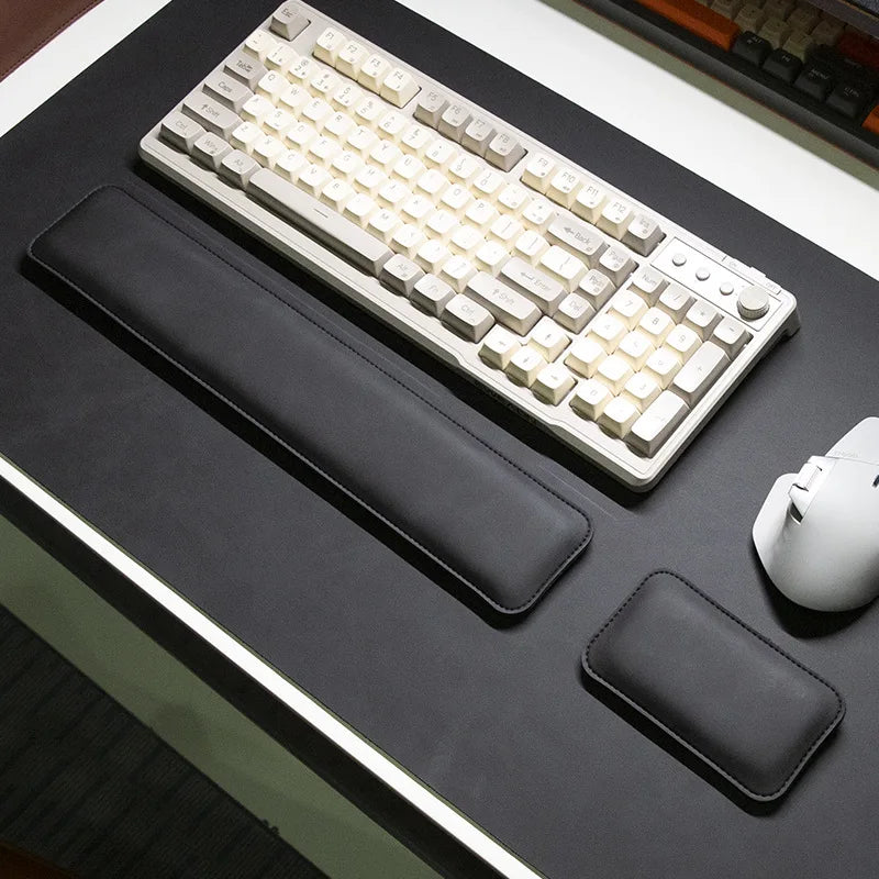 PU Leather Desk Pad Set – Waterproof Non-Slip Mouse Pad with Keyboard & Wrist Rest