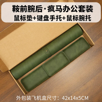 PU Leather Desk Pad Set – Waterproof Non-Slip Mouse Pad with Keyboard & Wrist Rest