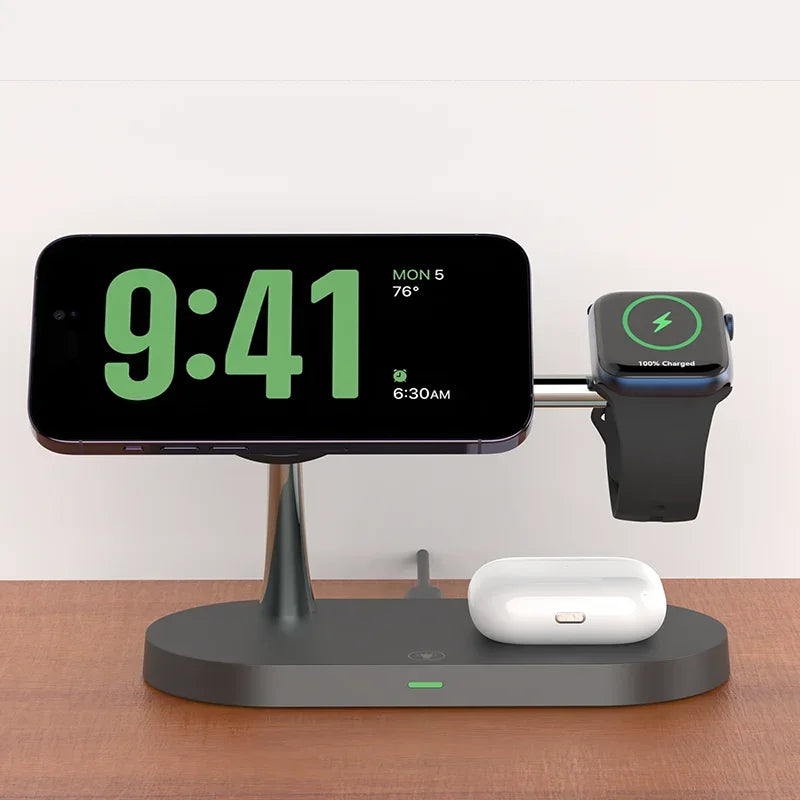 3‑in‑1 Magnetic Wireless Charger Stand – iPhone, Apple Watch & AirPods