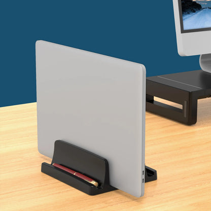 Vertical Laptop Stand – 3-Slot Desk Holder & Docking Station for MacBook, Tablet & Phone