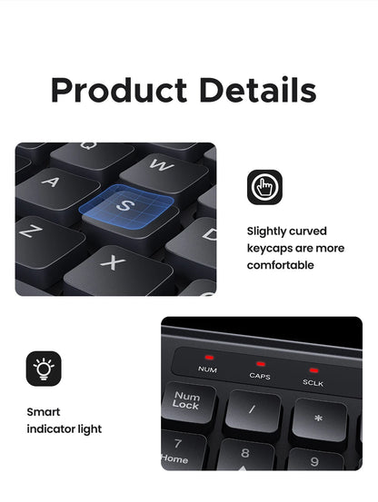 UGREEN 2.4G Wireless Keyboard – 104 Keys, Ultra-Slim, US Layout