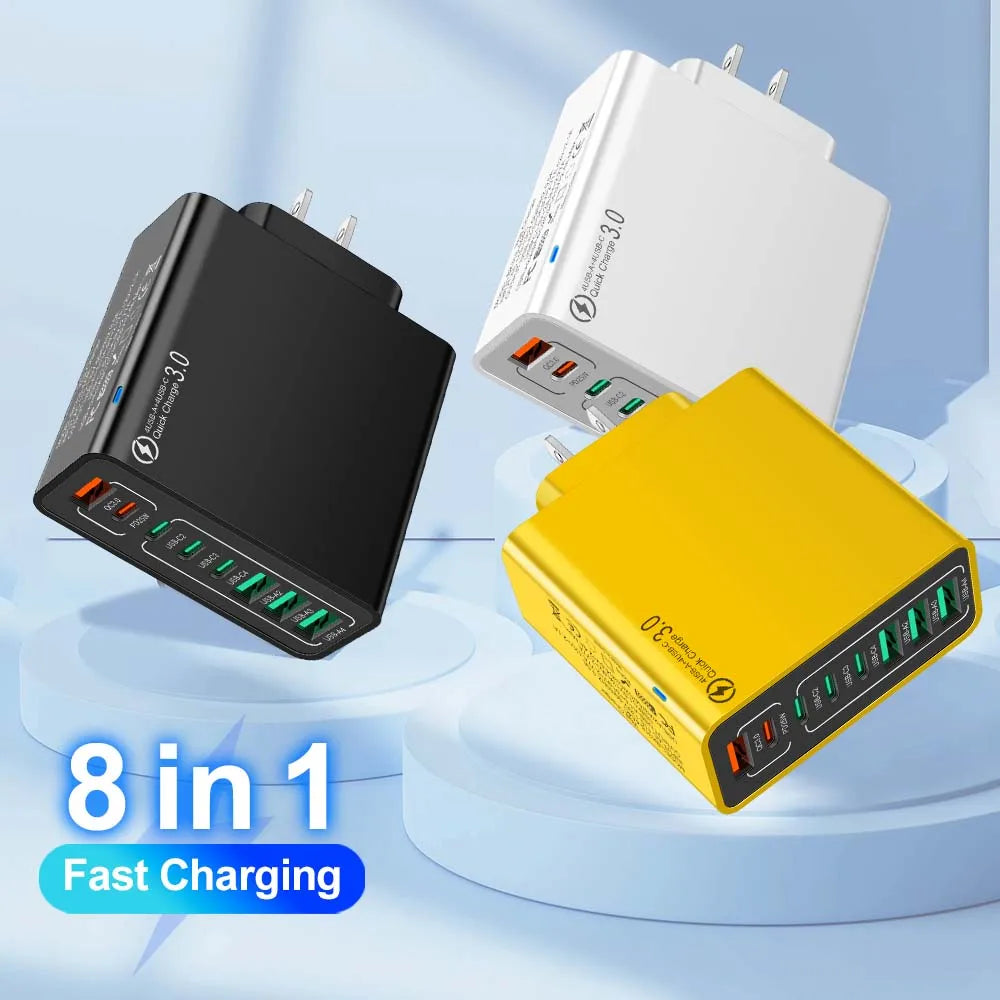 8 in 1 Waterproof Ports USB Fast Charger