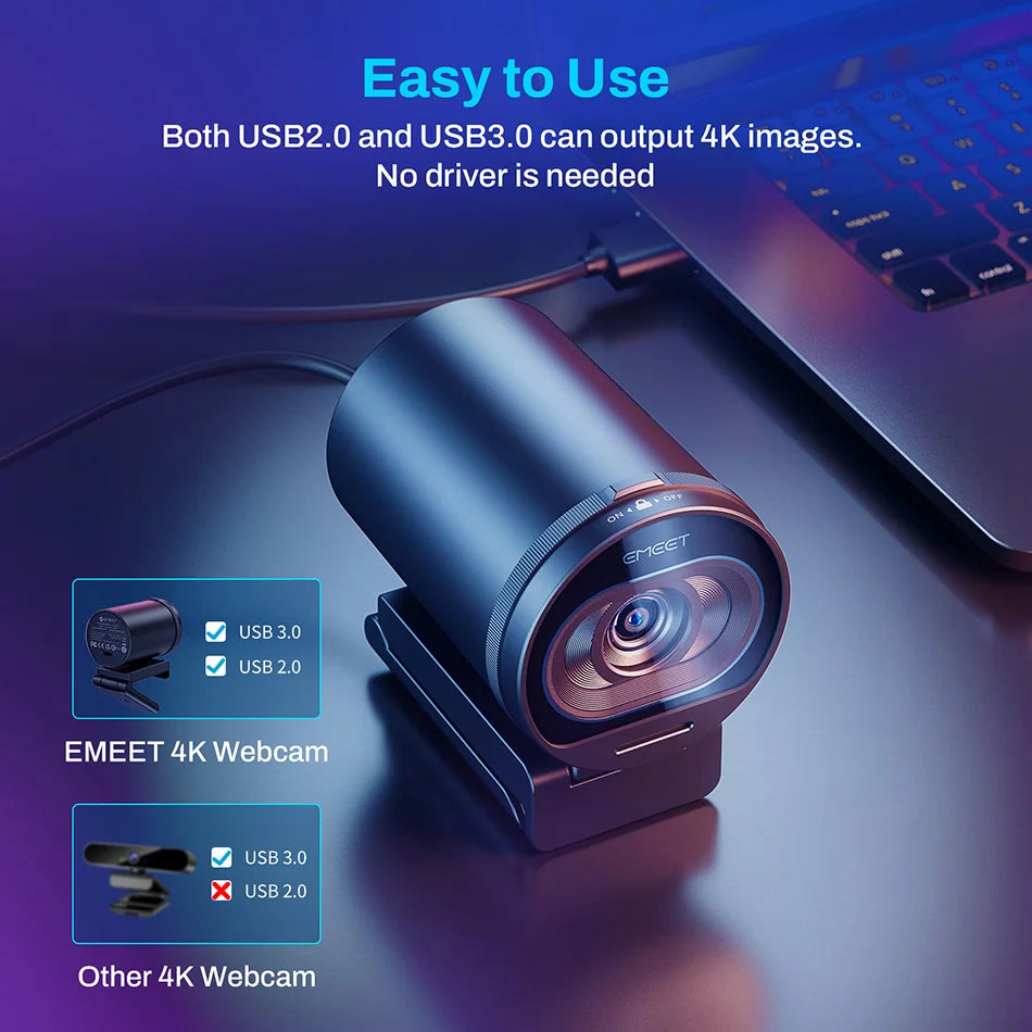EMEET S600 4K Streaming Webcam – Ultra HD Video for Creators & Professionals