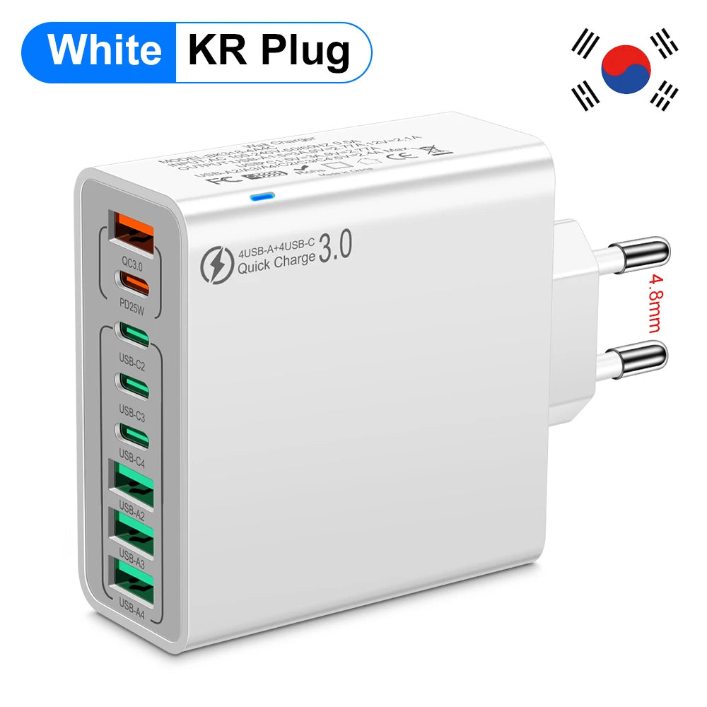 8 in 1 Waterproof Ports USB Fast Charger