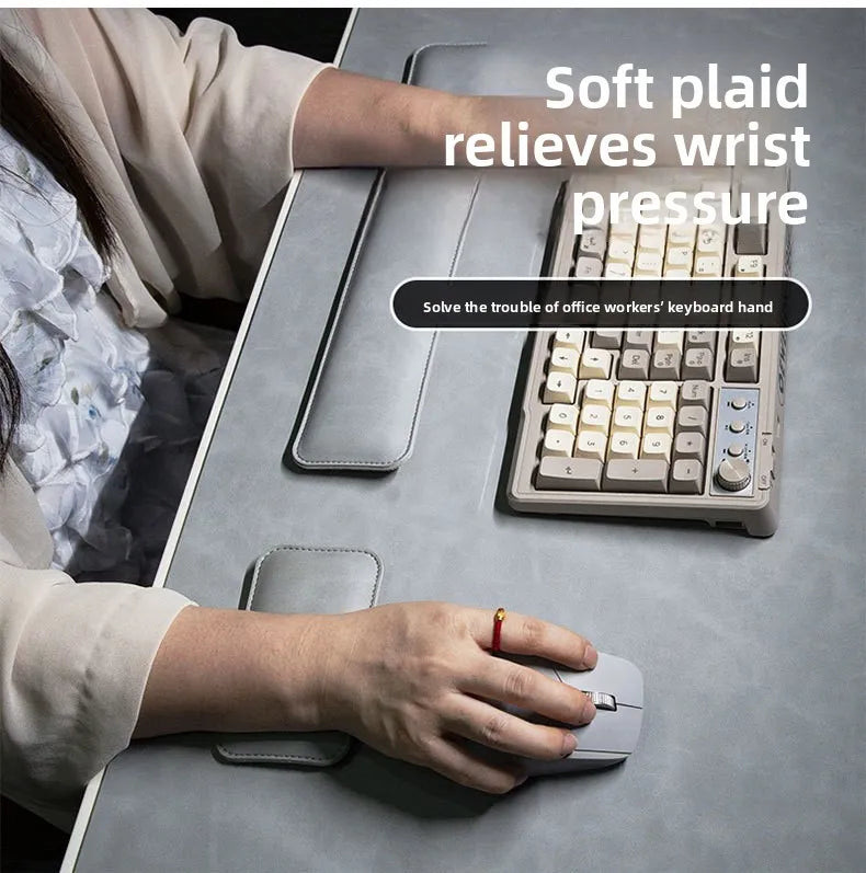 PU Leather Desk Pad Set – Waterproof Non-Slip Mouse Pad with Keyboard & Wrist Rest