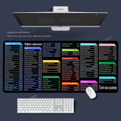 Excel Shortcut Mouse Pad – Large Non-Slip Keyboard Desk Mat with Sewn Edges