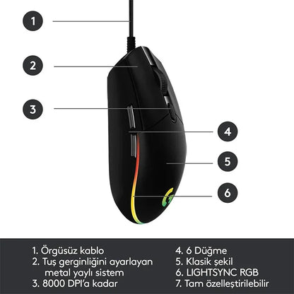 Logitech G102 RGB Wired Gaming Mouse 8000 DPI