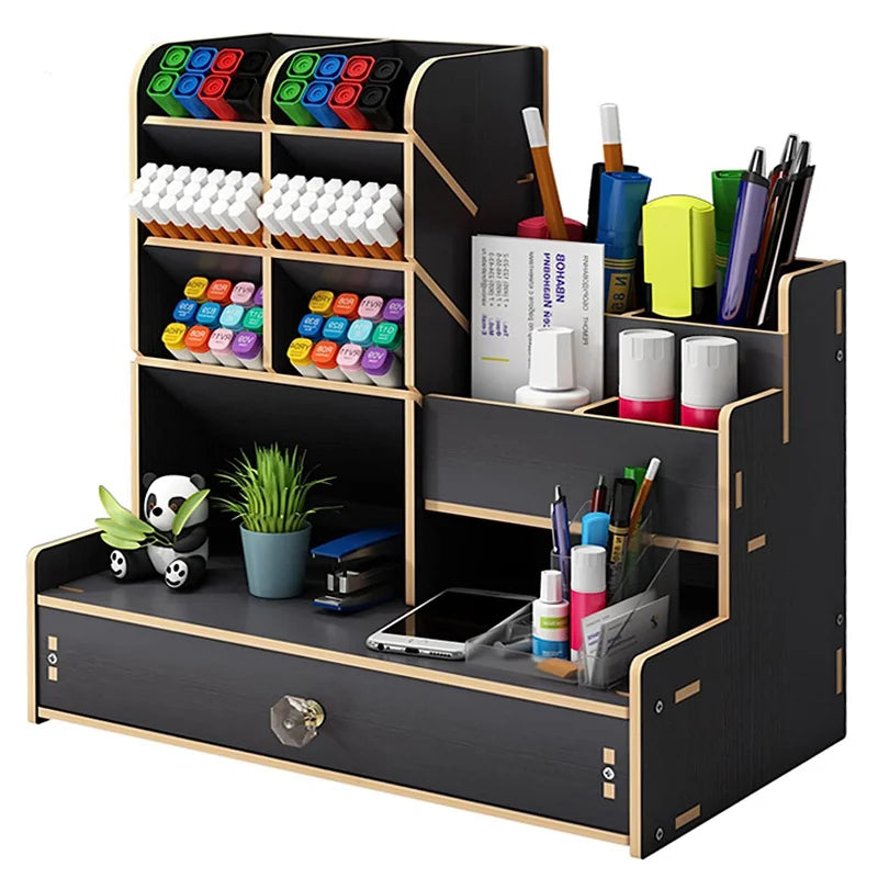 Wooden Desk Organiser with Drawer