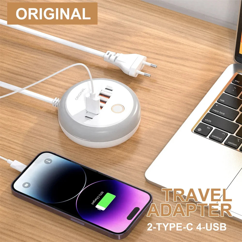 50W Multi-Port USB-C Power Strip – Fast Charging for iPhone & Mobile Devices