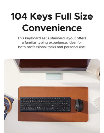 UGREEN 2.4G Wireless Keyboard – 104 Keys, Ultra-Slim, US Layout