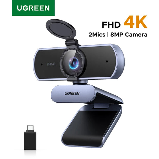 UGREEN 4K FHD Webcam – 8MP, Autofocus & Dual AI Mics