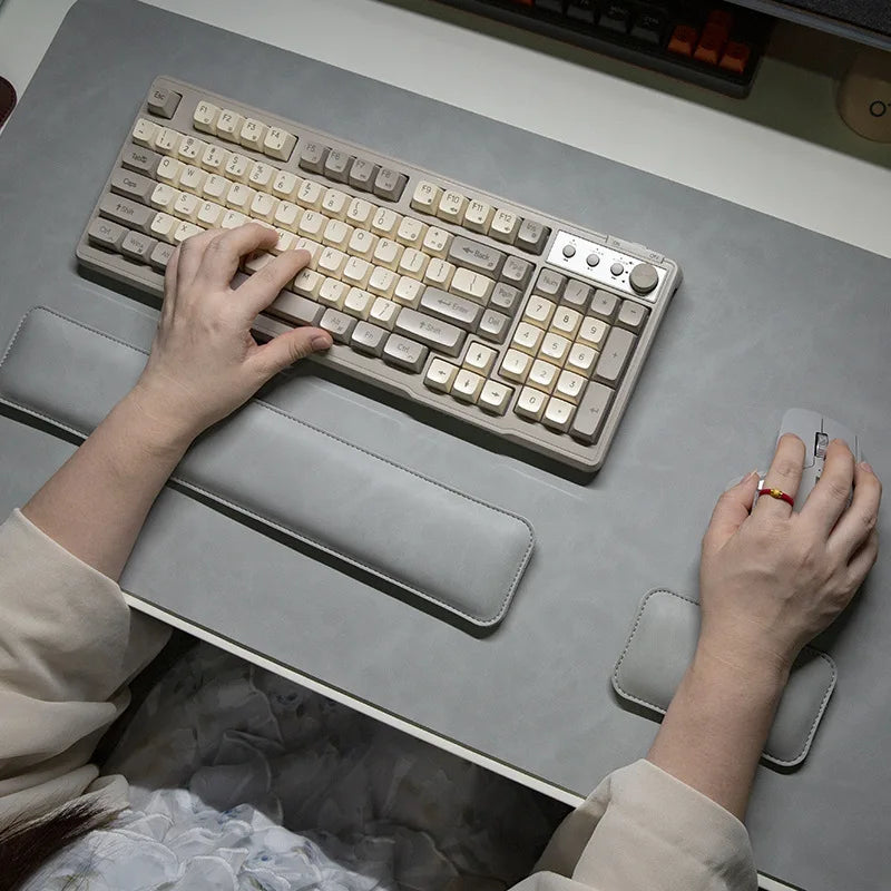 PU Leather Desk Pad Set – Waterproof Non-Slip Mouse Pad with Keyboard & Wrist Rest