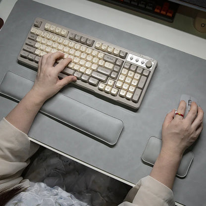 PU Leather Desk Pad Set – Waterproof Non-Slip Mouse Pad with Keyboard & Wrist Rest