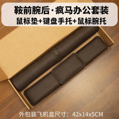 PU Leather Desk Pad Set – Waterproof Non-Slip Mouse Pad with Keyboard & Wrist Rest