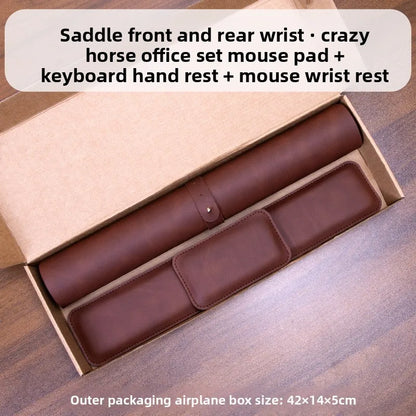 PU Leather Desk Pad Set – Waterproof Non-Slip Mouse Pad with Keyboard & Wrist Rest