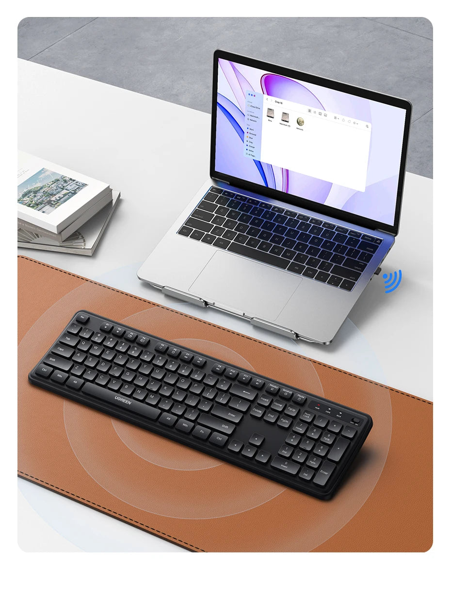 UGREEN 2.4G Wireless Keyboard – 104 Keys, Ultra-Slim, US Layout