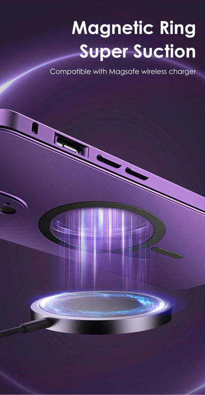 Magnetic Aluminum Frame Case with PC Back – Compatible with iPhone 13–17 Pro Max (MagSafe)