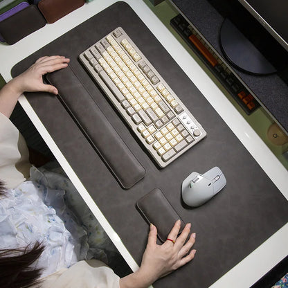 PU Leather Desk Pad Set – Waterproof Non-Slip Mouse Pad with Keyboard & Wrist Rest