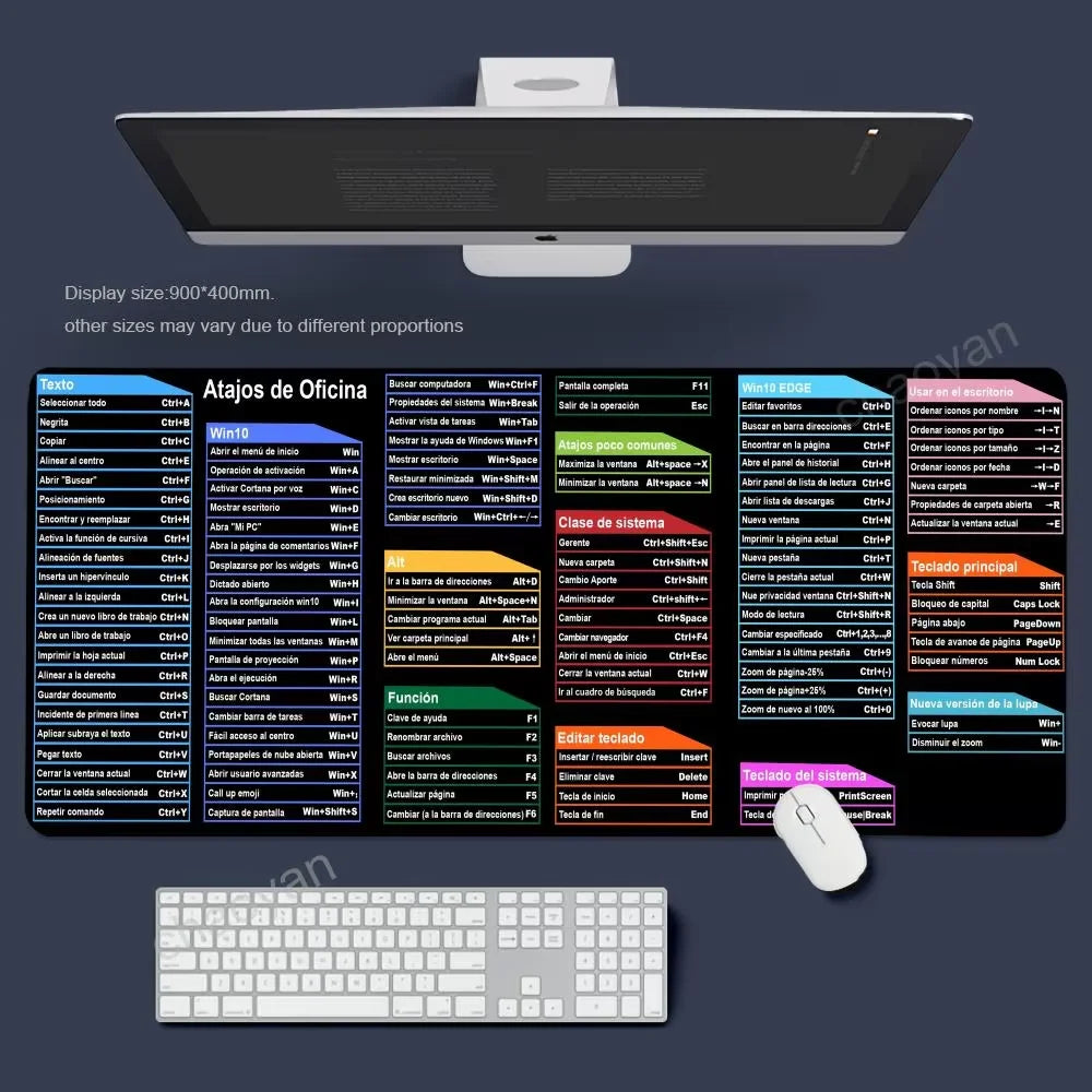 Excel Shortcut Mouse Pad – Large Non-Slip Keyboard Desk Mat with Sewn Edges