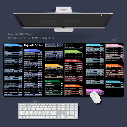 Excel Shortcut Mouse Pad – Large Non-Slip Keyboard Desk Mat with Sewn Edges