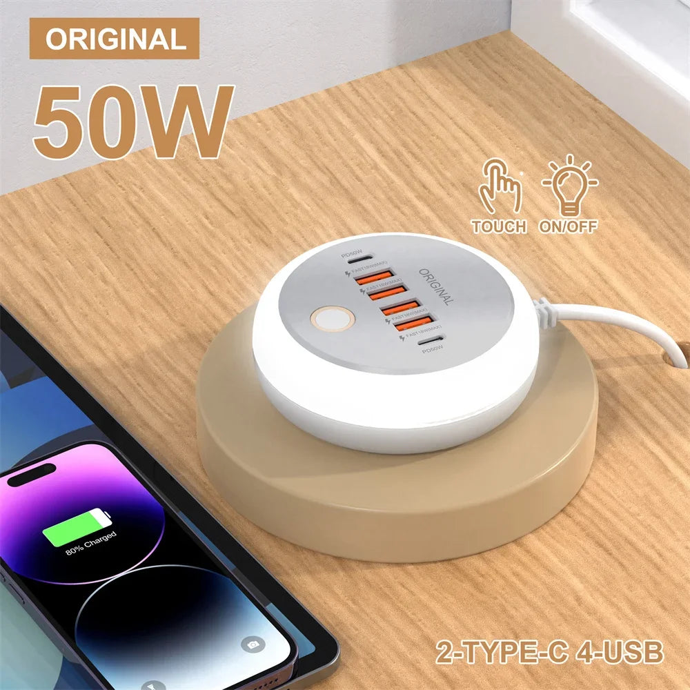 50W Multi-Port USB-C Power Strip – Fast Charging for iPhone & Mobile Devices