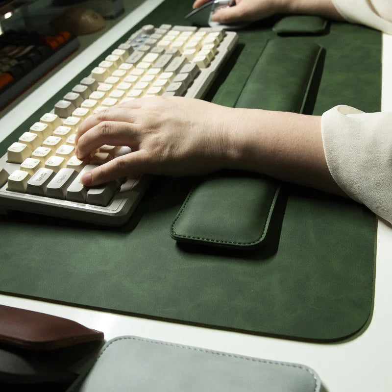 PU Leather Desk Pad Set – Waterproof Non-Slip Mouse Pad with Keyboard & Wrist Rest
