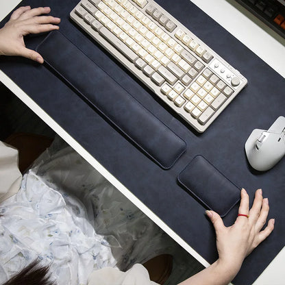 PU Leather Desk Pad Set – Waterproof Non-Slip Mouse Pad with Keyboard & Wrist Rest