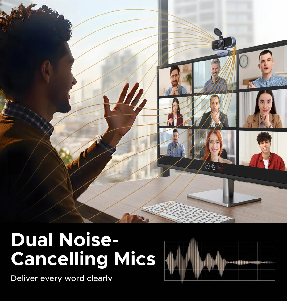 UGREEN 4K FHD Webcam – 8MP, Autofocus & Dual AI Mics