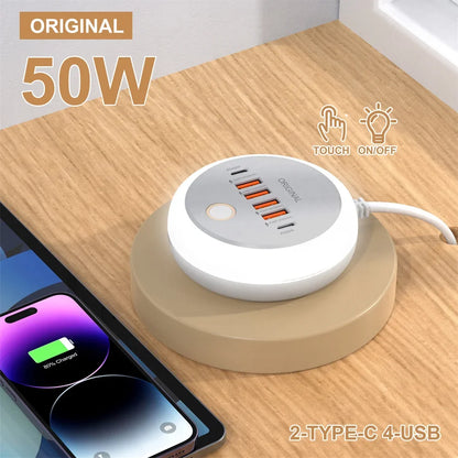 50W Multi-Port USB-C Power Strip – Fast Charging for iPhone & Mobile Devices