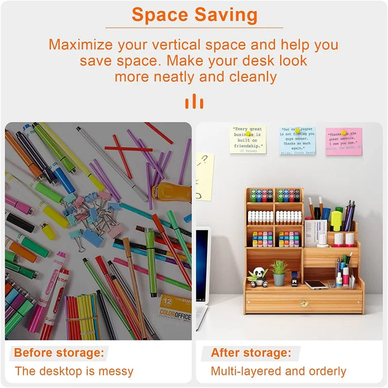 Wooden Desk Organiser with Drawer