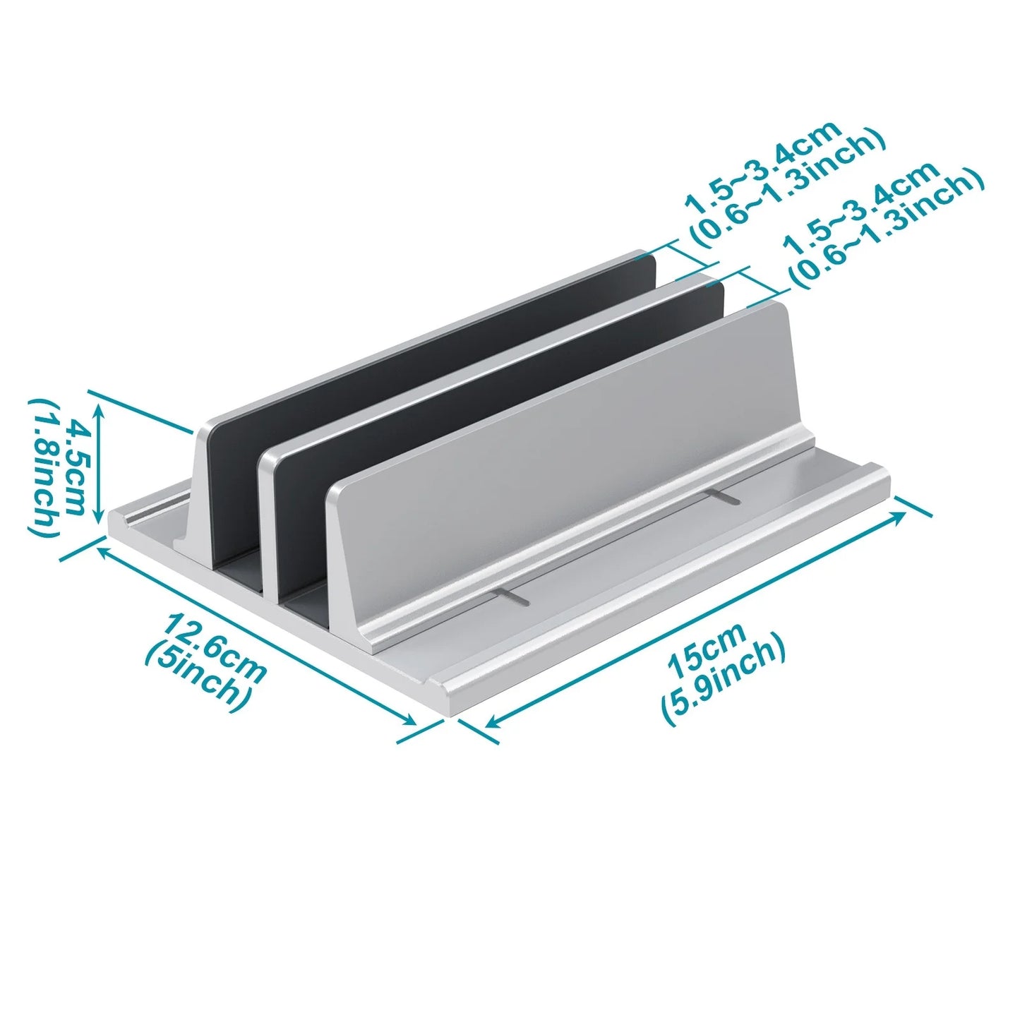 Vertical Laptop Stand – 3-Slot Desk Holder & Docking Station for MacBook, Tablet & Phone